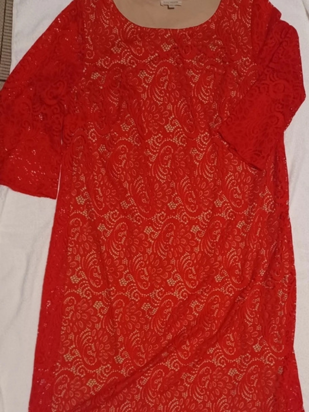 Ellen Weaver Paisley Mini Dress in Red Size 1X Like New